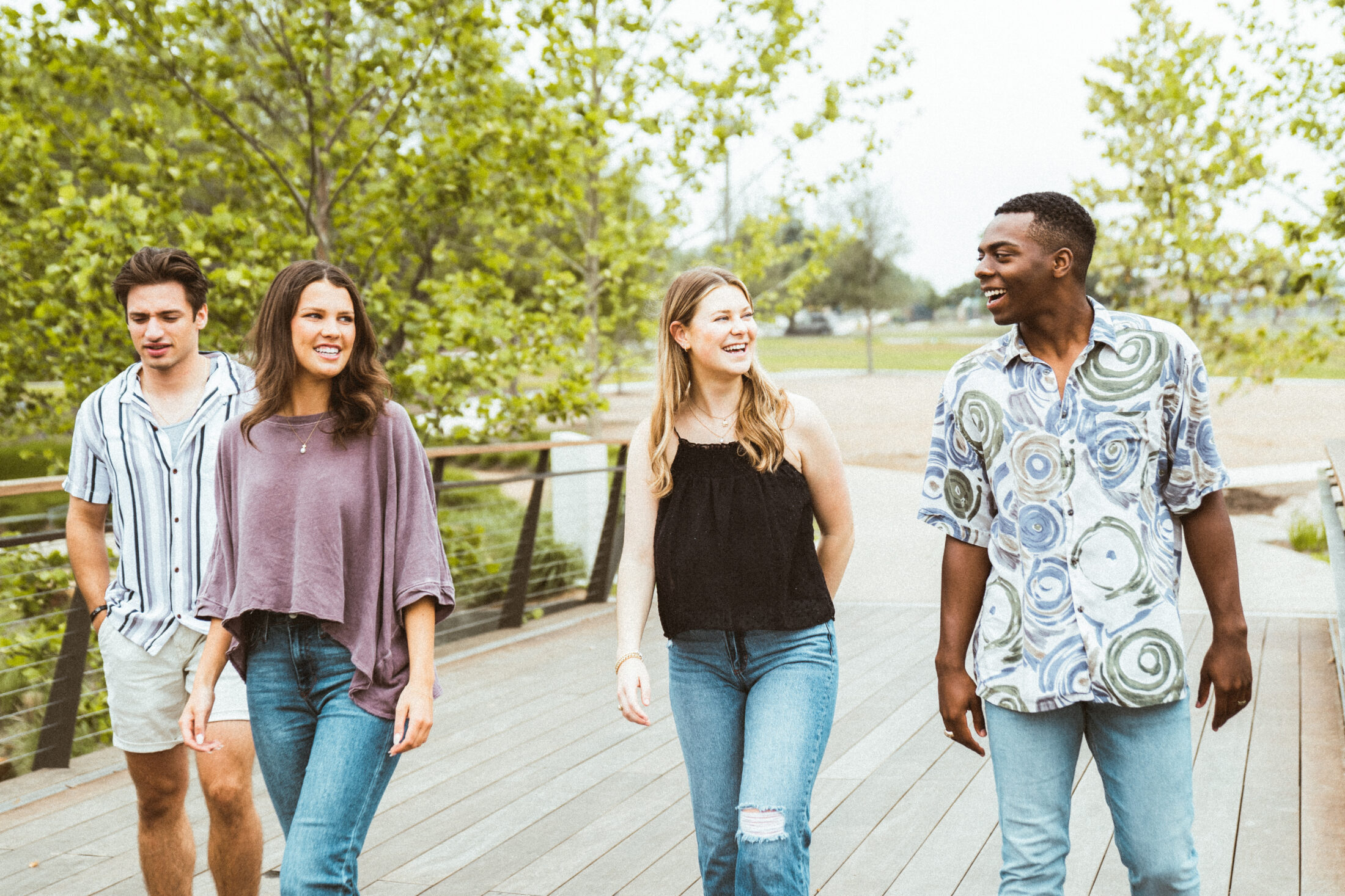 TAMU Students Walking on Boardwalk